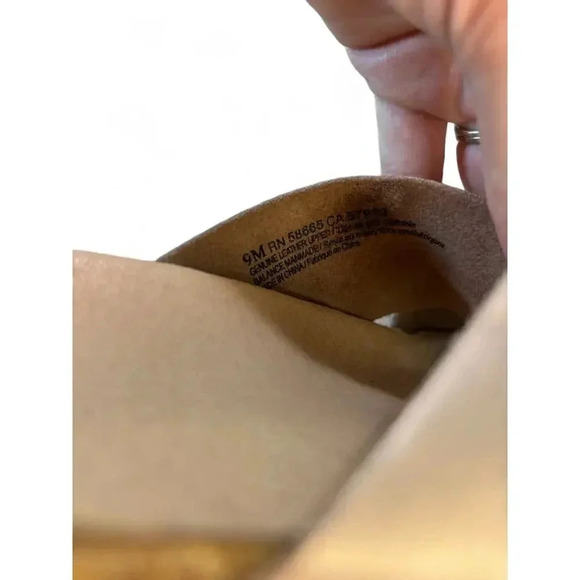 BP Nordstrom Women's Platform Sandal 9 Rose Gold Leather Criss Cross Straps Cork - Picture 8 of 11